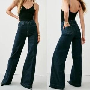 Spanx High Rise Wide Leg Denim Jean Indigo Tummy Control Booty Lifting XS NWOT